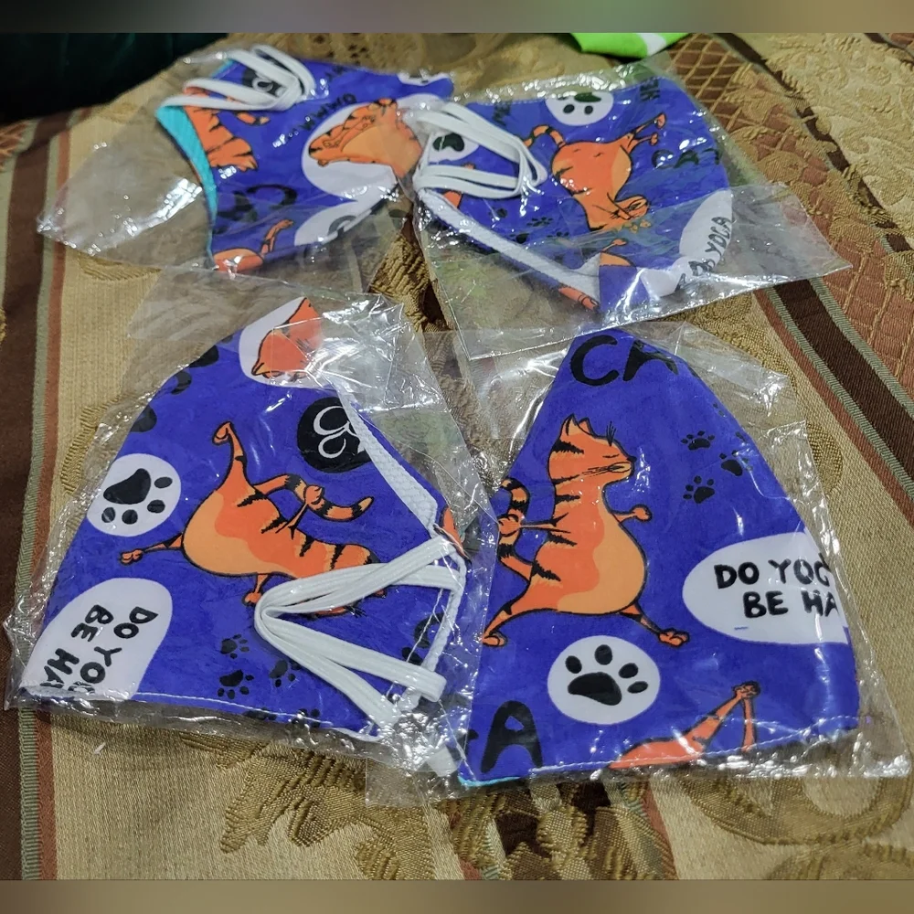 Reusable Child Blue Cat Print Face Masks (2-pack)